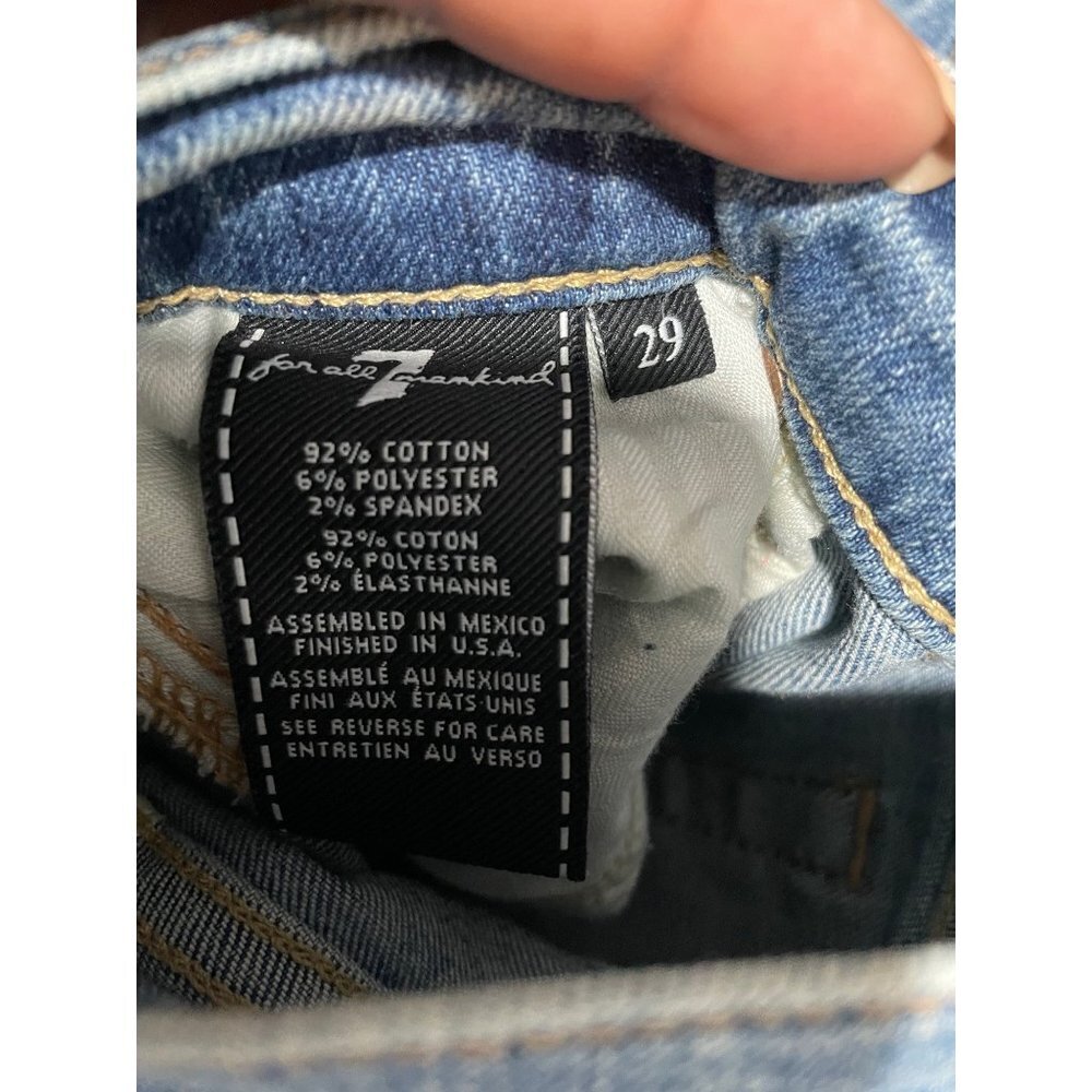 7 Seven For All Mankind Women's Straight Leg Dark Wash Distressed Jeans Size 29 - Picture 6 of 6